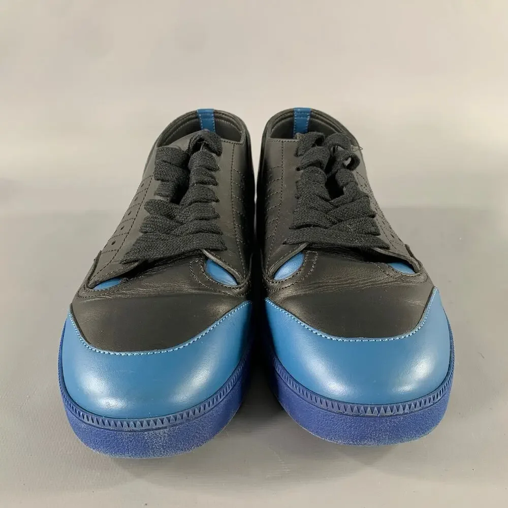 LOEWE Size 9 Blue Black Color Block Leather Athletic Sneakers